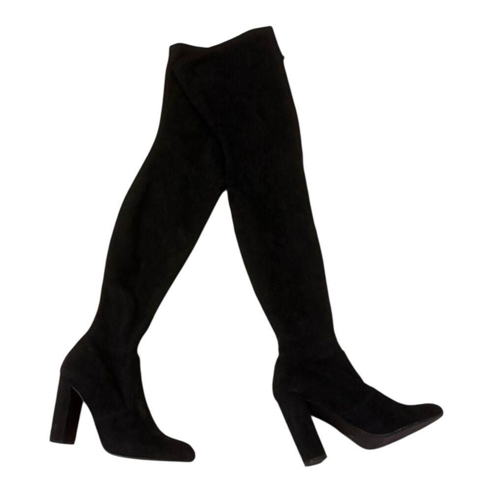 Steve Madden Ezra Thigh High Boot, Black Faux Suede Over The Knee Women’s 9M